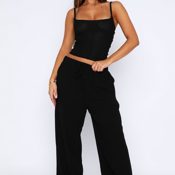 Women's Black Linen Pants - Picture 1 of 2